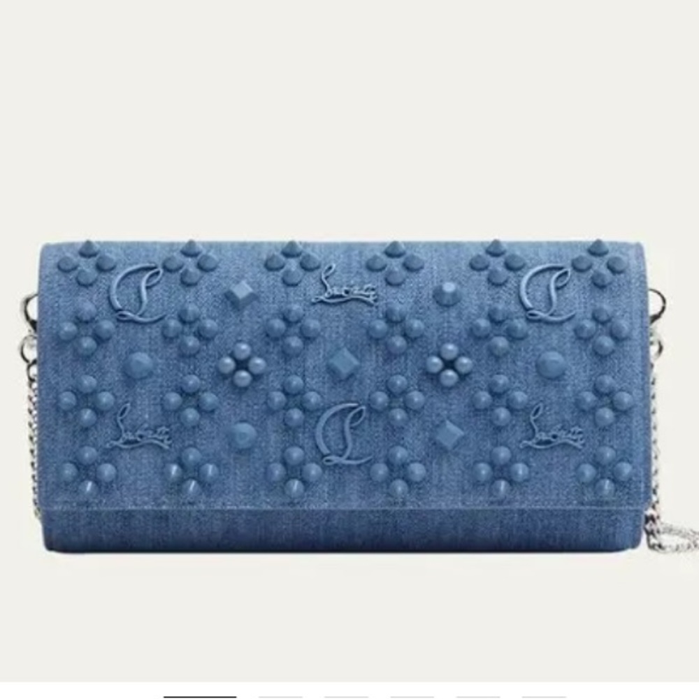 Christian Louboutin Paloma Loubinthesky Denim Wallet on Chain $1390 Retail - Picture 2 of 9